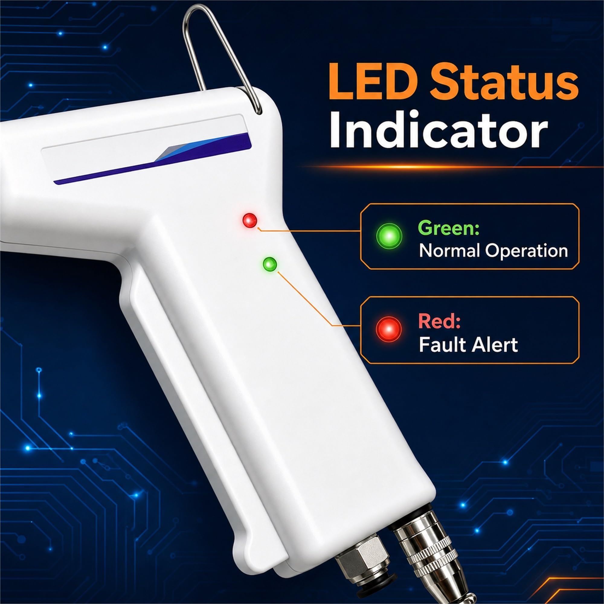 Pistola de Aire ionizante, eliminador de estática portátil de 70 Khz | Boquillas Removibles, Conjunto Electrónico, Eliminación De Estática, Indicador Led, 24V CC(B)