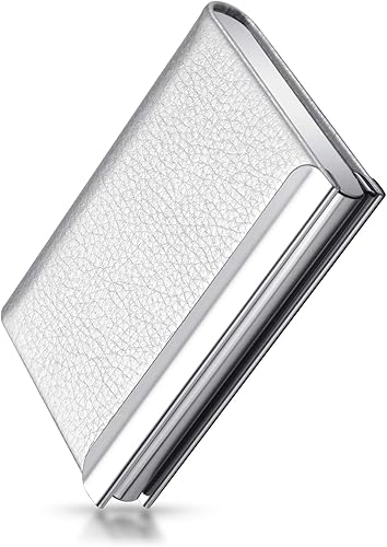 Miniatura 2 de MOTYAWN MAZYPO - Tarjetero para tarjetas de visita, funda de piel sintética plateada de lujo para tarjetas de crédito, funda protectora para