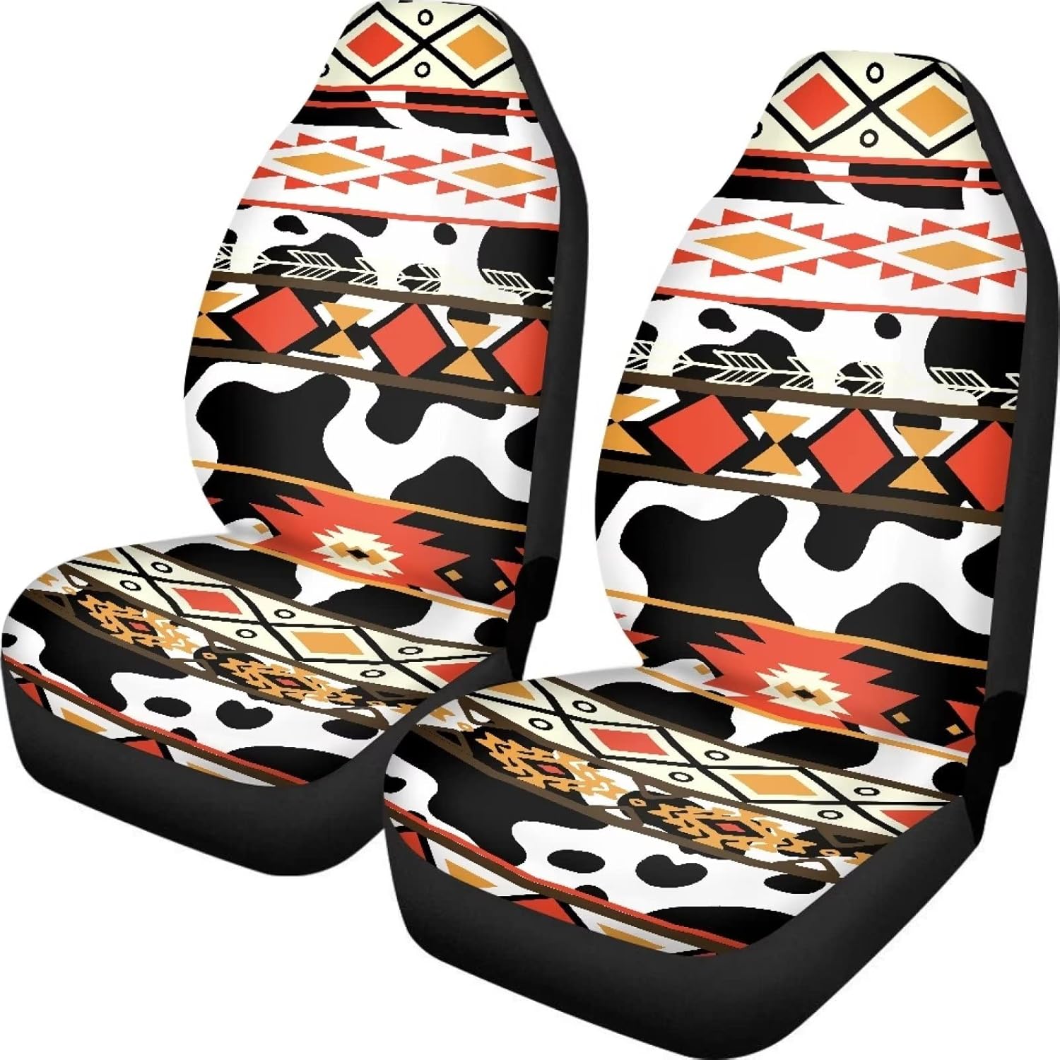 Modysero Aztec Tribal Cow Print Soft Washable Universal Auto Front Seat Protection Breathable Car Seat Cover Auto Seat Protector Universal Fit All Cars Sedan Trucks Driver Seat Protectors