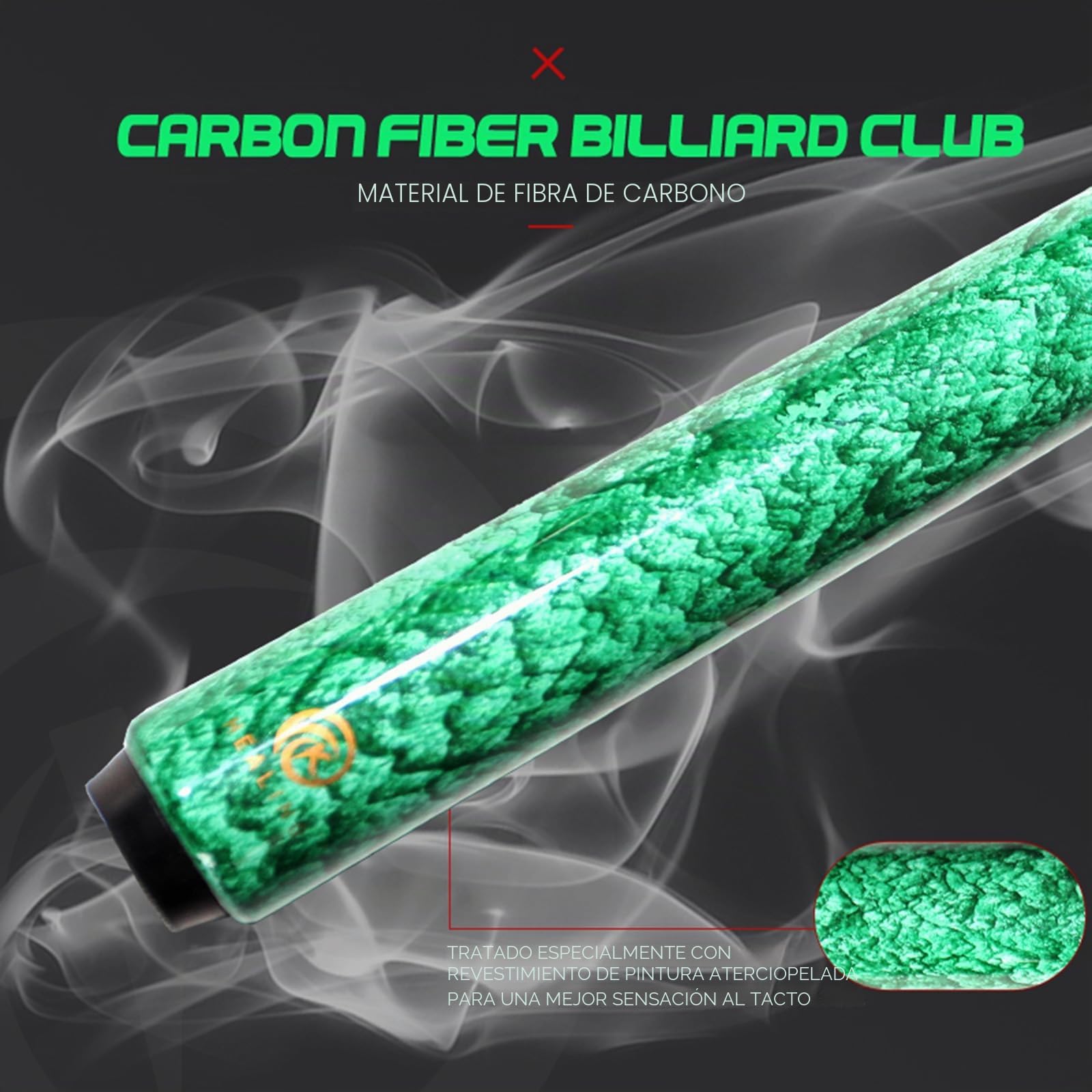 OKHEALING Taco de billar de carbono T700 de fibra de carbono de 56 pulgadas XTC punta de 12 mm, accesorios de billar 1/2 junta hecha a mano recta para 8 bolas/9 bolas, 18-20 onzas
