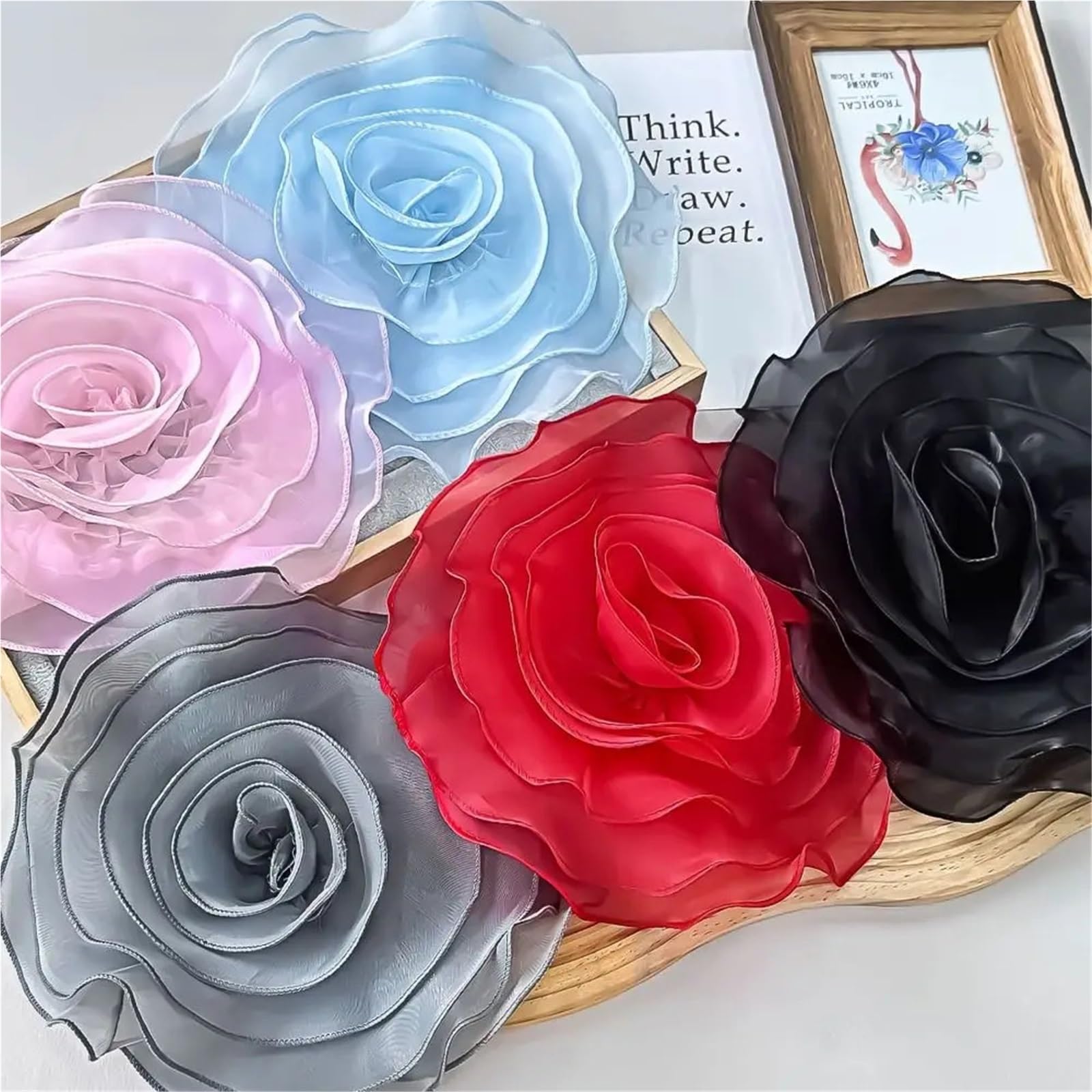 10 Flores Artificiales de Organza para Manualidades DIY