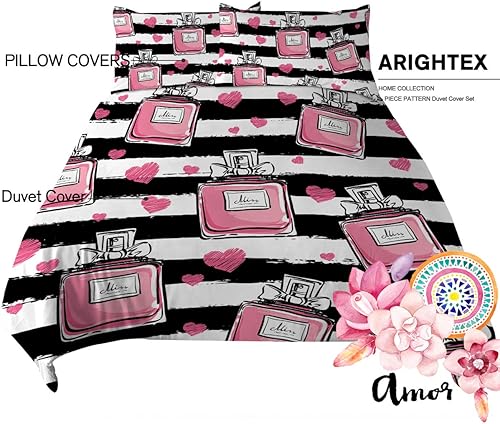 Miniatura 8 de Sweet Treats - Juego de ropa de cama femenina de 3 piezas para niños, juego de funda de edredón de postre arcoíris (Queen)