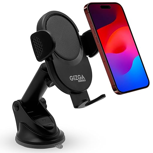 GIZGA essentials Car Phone Stand, Universal Air-Vent Mount Mobile Holder (Rubber)/Tablet Mount Mobile Holder, Steady Grip & Rounded Edges, Compatible for All Devices, Expandable Jaw, Black