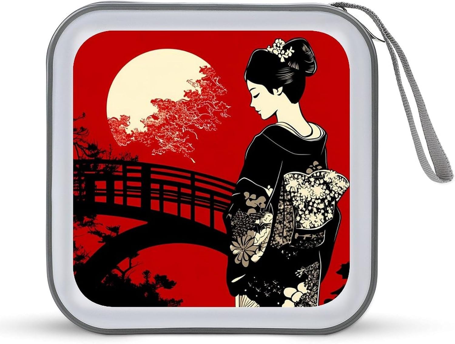 Japanese Geisha Moon CD Case Portable DVD Storage Box CD Wallet Holder Binder Organizer for Car Home