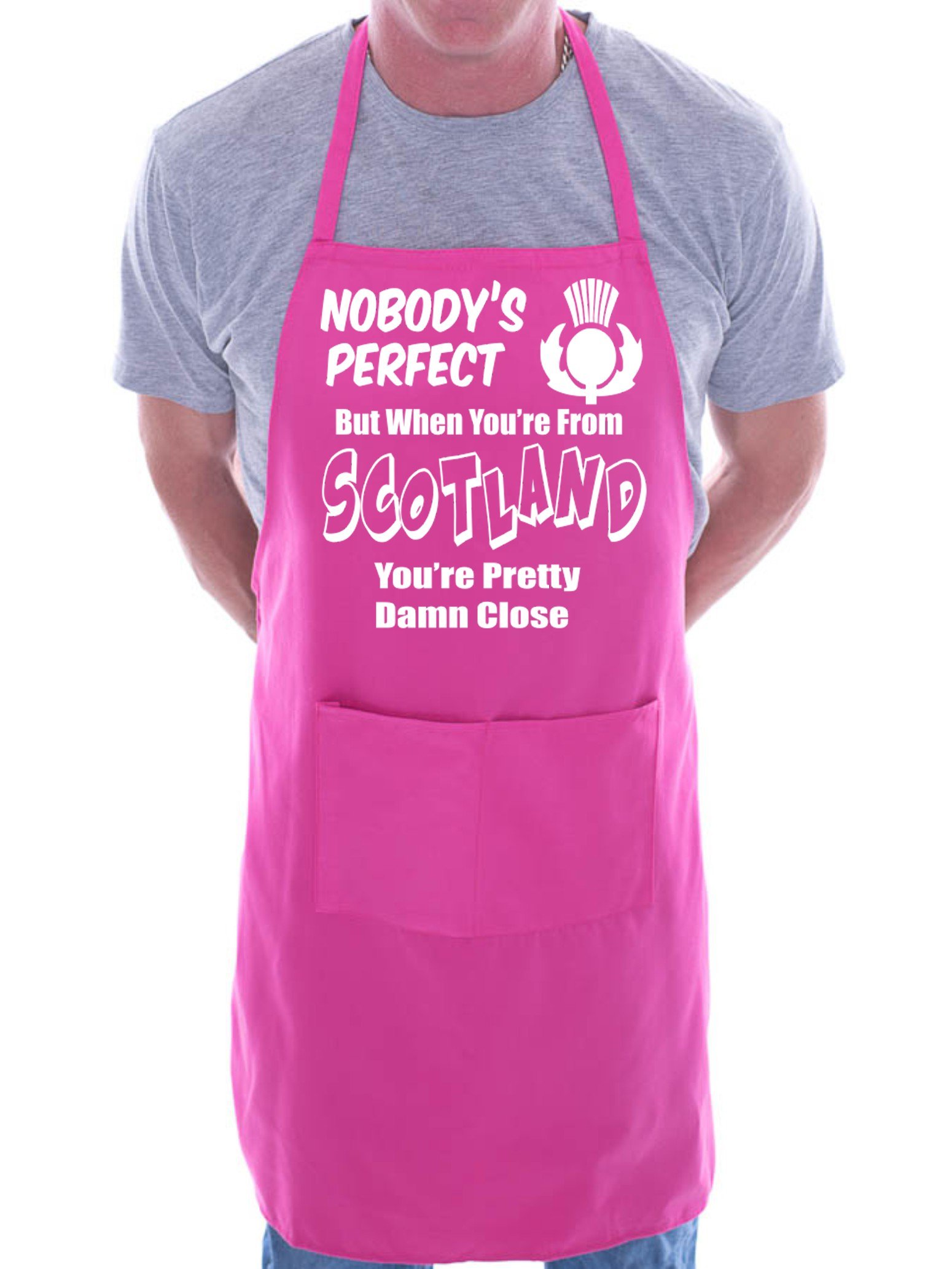 Print4u Men's Pink Scotland Scottish Perfect Bbq Cooking Funny Novelty Apron