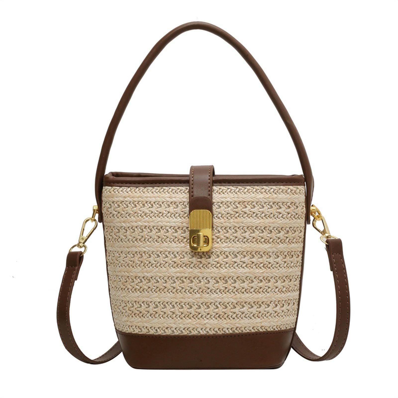 Kleine Umhängetaschen Modische Handgewebte Tasche Für Damen, Strohtasche, Umhängetasche, Messenger Bag, Lässige Beuteltasche-Khaki
