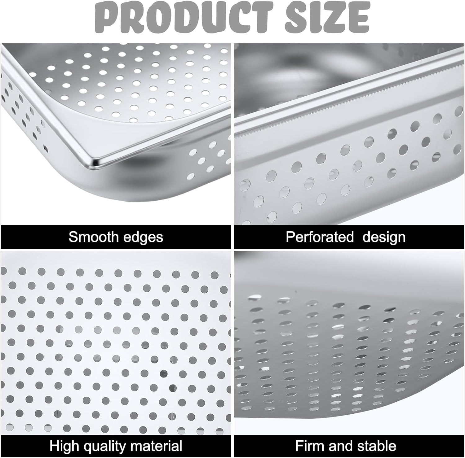 Lounsweer 2 Pack Half Size Hotel Pans Perforated Steam Table Pan Stainless Steel Half Steam Pan Commercial Catering Food Pan for Kitchen Restaurant Serving Supplies(12.8'' x 4'' x 10.43'')