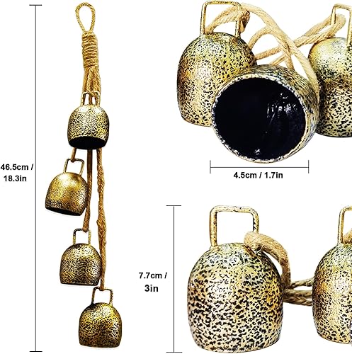 Miniatura 3 de YXOTJHS Campanas de Navidad para decoración, campanas vintage doradas, campanas de Navidad de latón para guirnalda de puerta, árbol de Navidad,