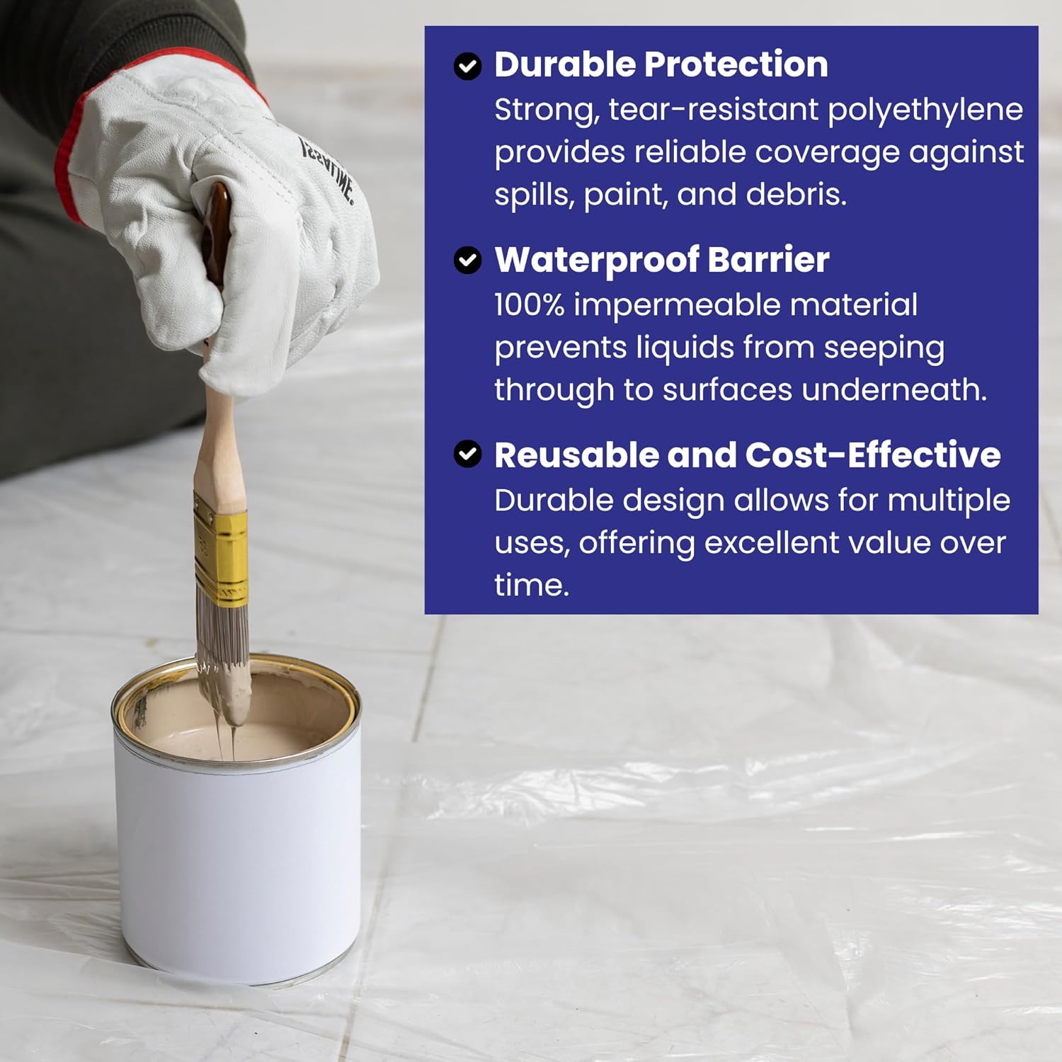 VICMORE Clear Plastic Drop Cloth 9 x 12 Ft, 1 Mil Plastic Sheeting for Painting, Floor & Furniture Cover, Waterproof Dust Barrier, Light-Duty Disposable Cover for DIY & Renovation