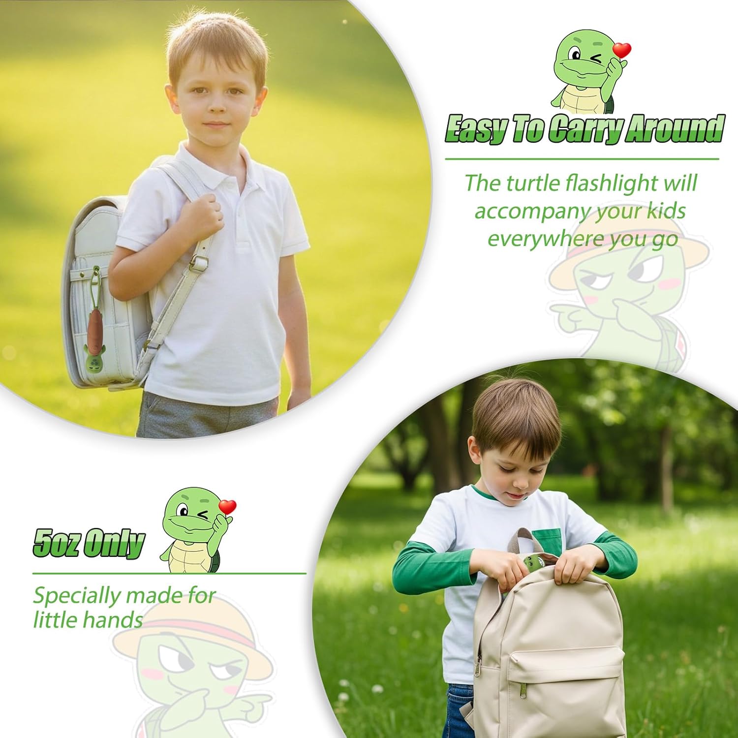 Teprewes Turtle Outdoor Kid's Flashlight Rechargeable, Led Flashlight, Fun and Lightweight Kid Flashlight Suitable for Camping and Outdoor Exploration, Dog Walking, Birthday Gift