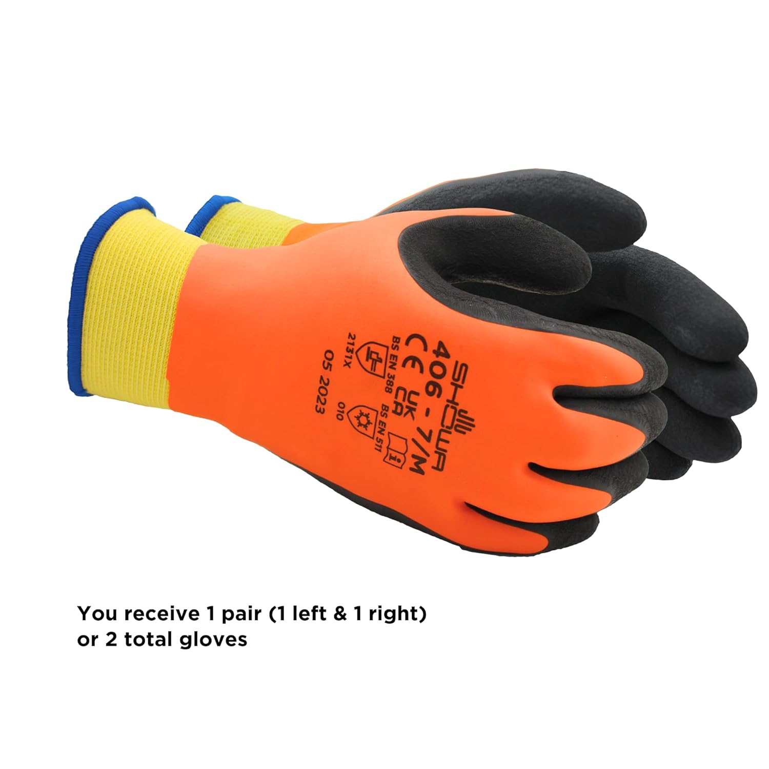 SHOWA 406 Full Double Coated Natural Rubber Latex Insulated General Purpose Winter Work Gloves with Nylon Blend Liner, X-Large (1 Pair) - Image 2