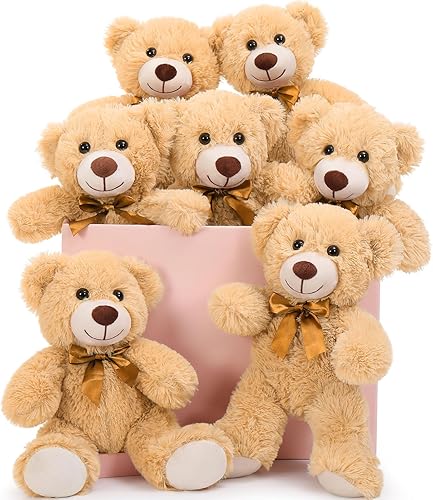 MaoGoLan 7 Piezas de Osos de Peluche a Granel Animales de Peluche Baby Shower, Osos de Peluche Pequeños y Suaves a Granel, 13.5" Osos de Peluche