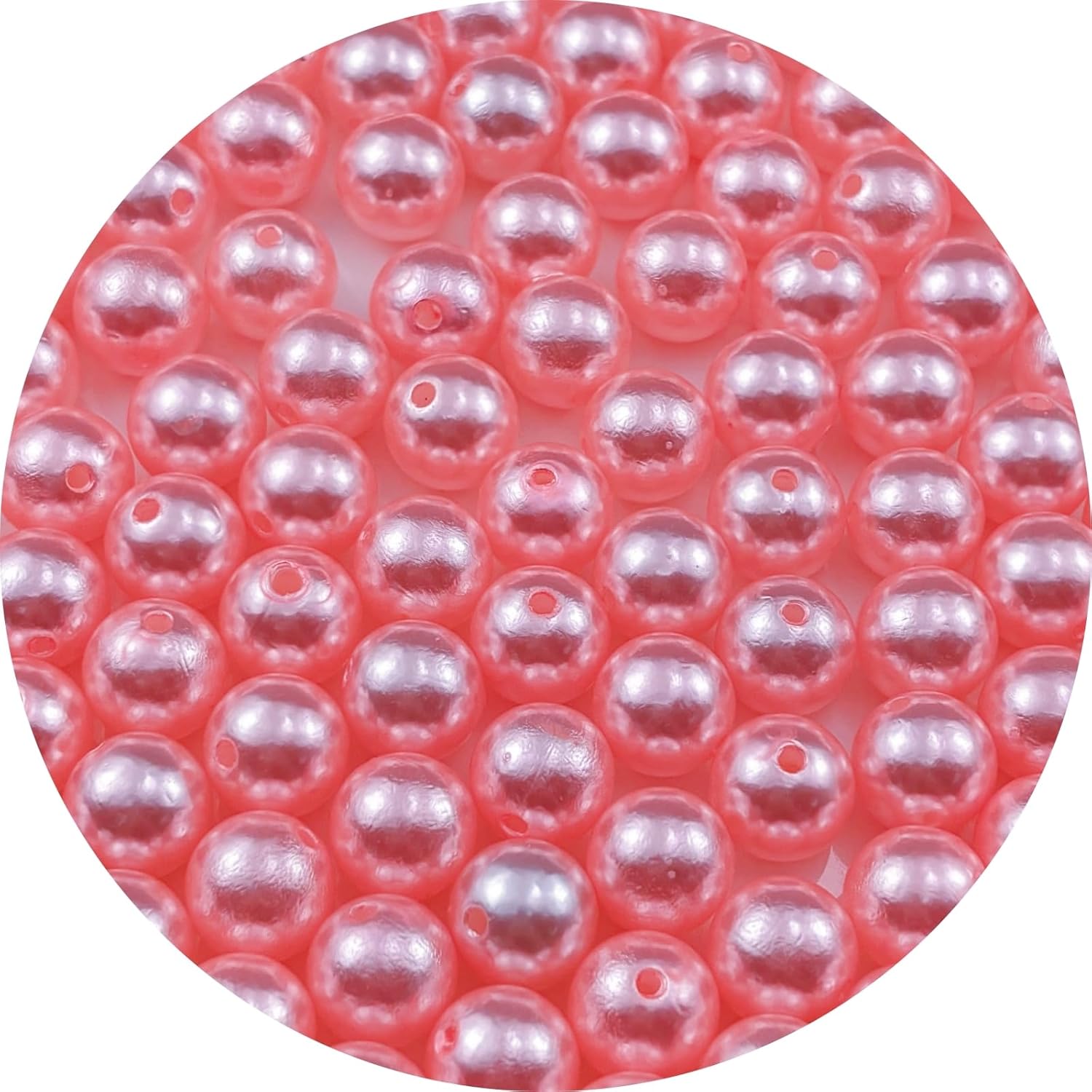 100pcs Pearl Beads for Crafts 12mm Resin Pearl for Jewelry Making Round Bulk Pearls Beads with Hole for Sewing Crafts Decoration Necklaces Bracelets Earrings Making(Light Pink)