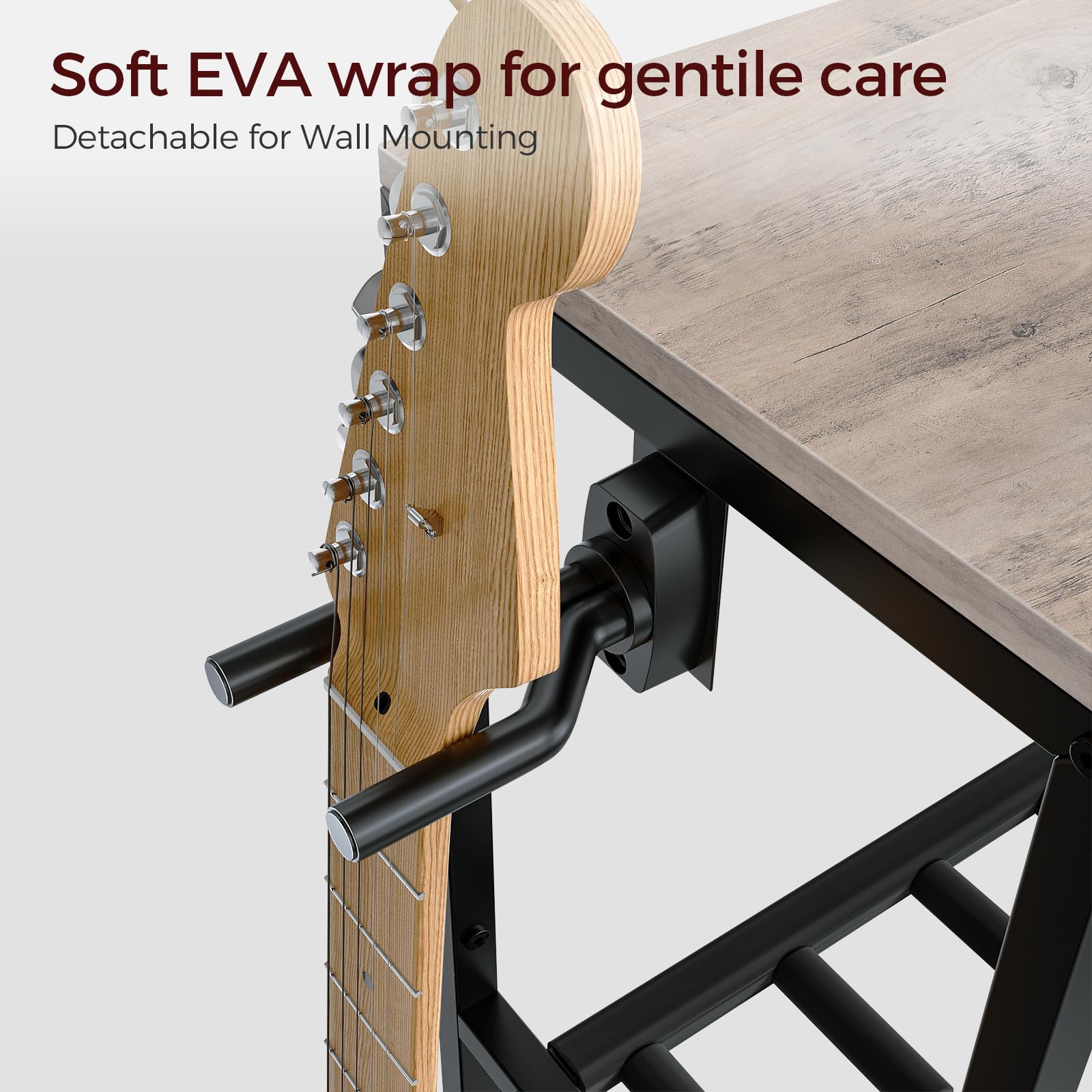MAHANCRIS Support de Guitare, Stand Guitare à 2 Niveaux pour 5 Guitares, Idéal pour Entreposer Guitare Acoustique, Basse, Ukulélé, Tourne-Disque, Enveloppé de Mousse EVA, Gris AGSHG6501