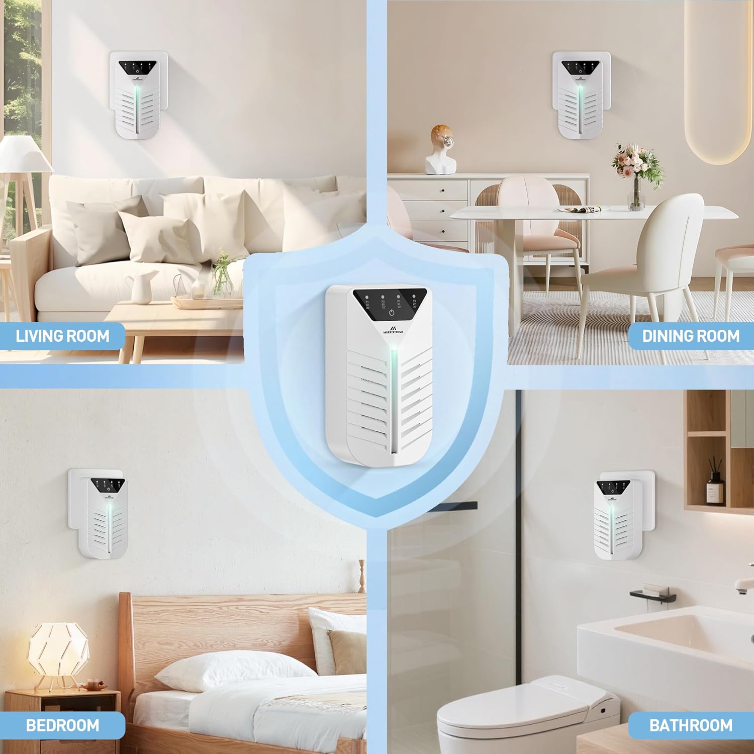 Plug In Air Purifier with Activated Charcoal, Air Ionizers for Home, Cat Litter Deodorizer, Negative Ion Odor Eliminator for for Small Spaces, Pets, Smoke, Bathroom & Bedroom, Mini Air Cleaner (White)