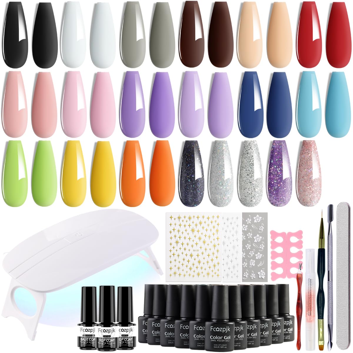 Amazon.com : Fcozpjk Gel Nail Polish Set With UV Light, 20 Pcs