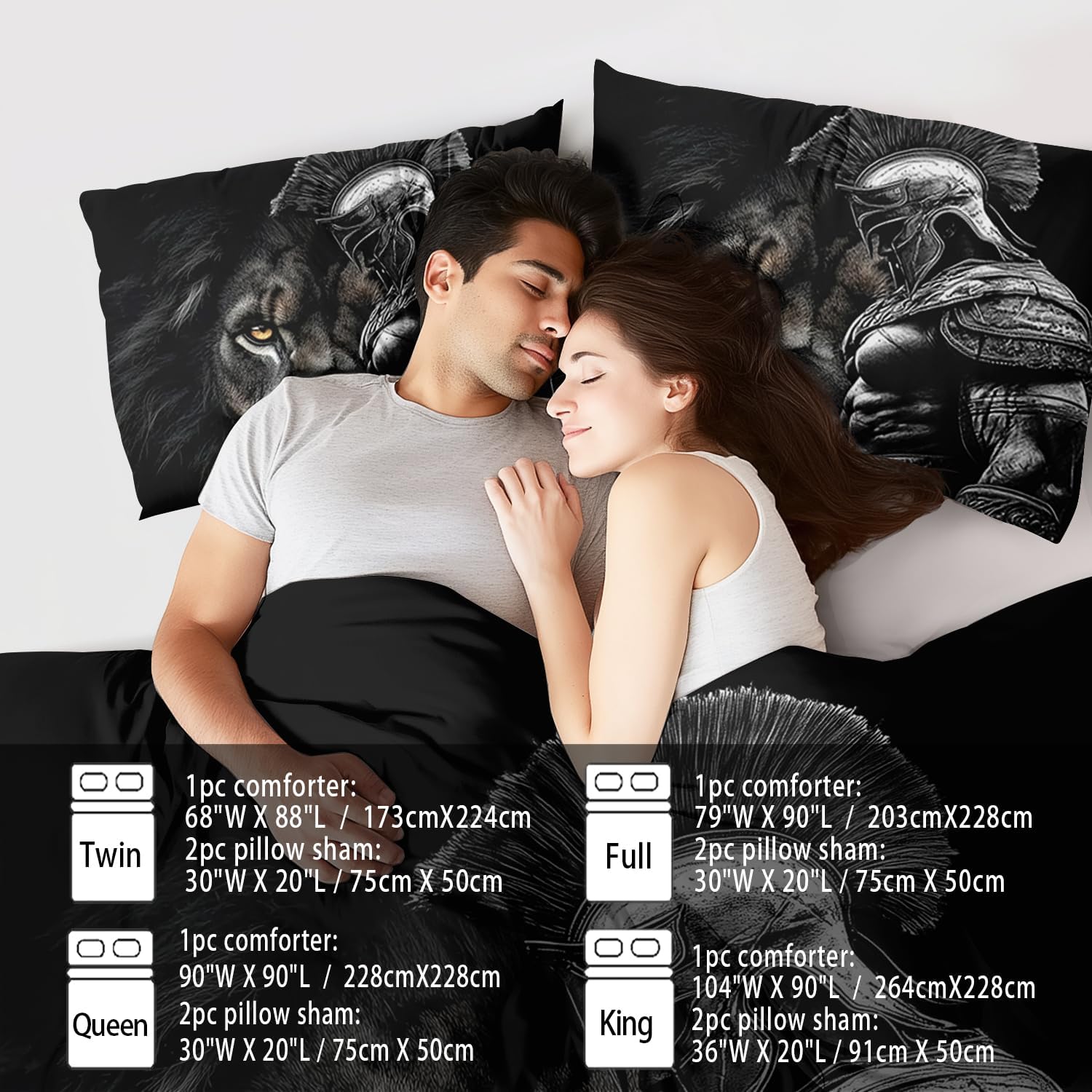 Black Lion Comforter Set Queen Boys Medieval Knight Bedding Set for Teens Animal Comforter Queen Man Quilt Lion Bedroom Decor Medieval Bedding Tiger Bed Decor