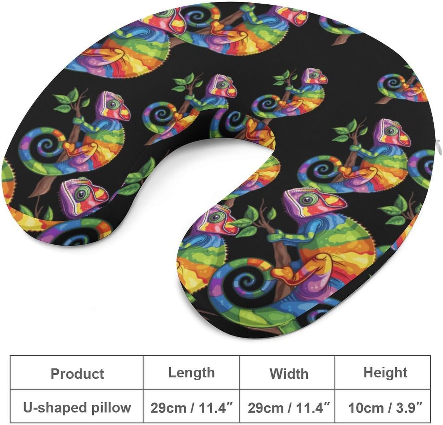 Chameleon Funny Travel Pillow U Shape Neck Pillow Washable Pillowcase for Sleeping Chair