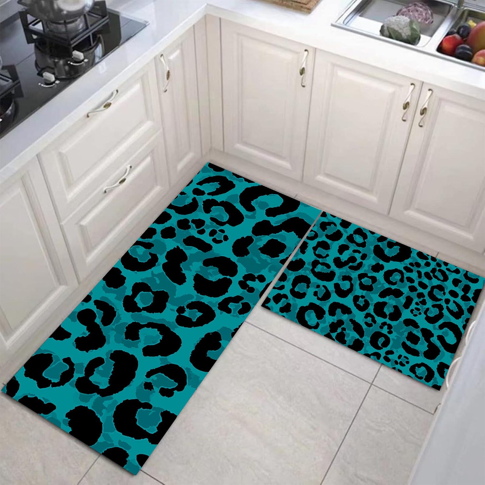Juego de alfombrillas de cocina JEDTAKCT duraderas, alfombras lavables de 2 piezas
