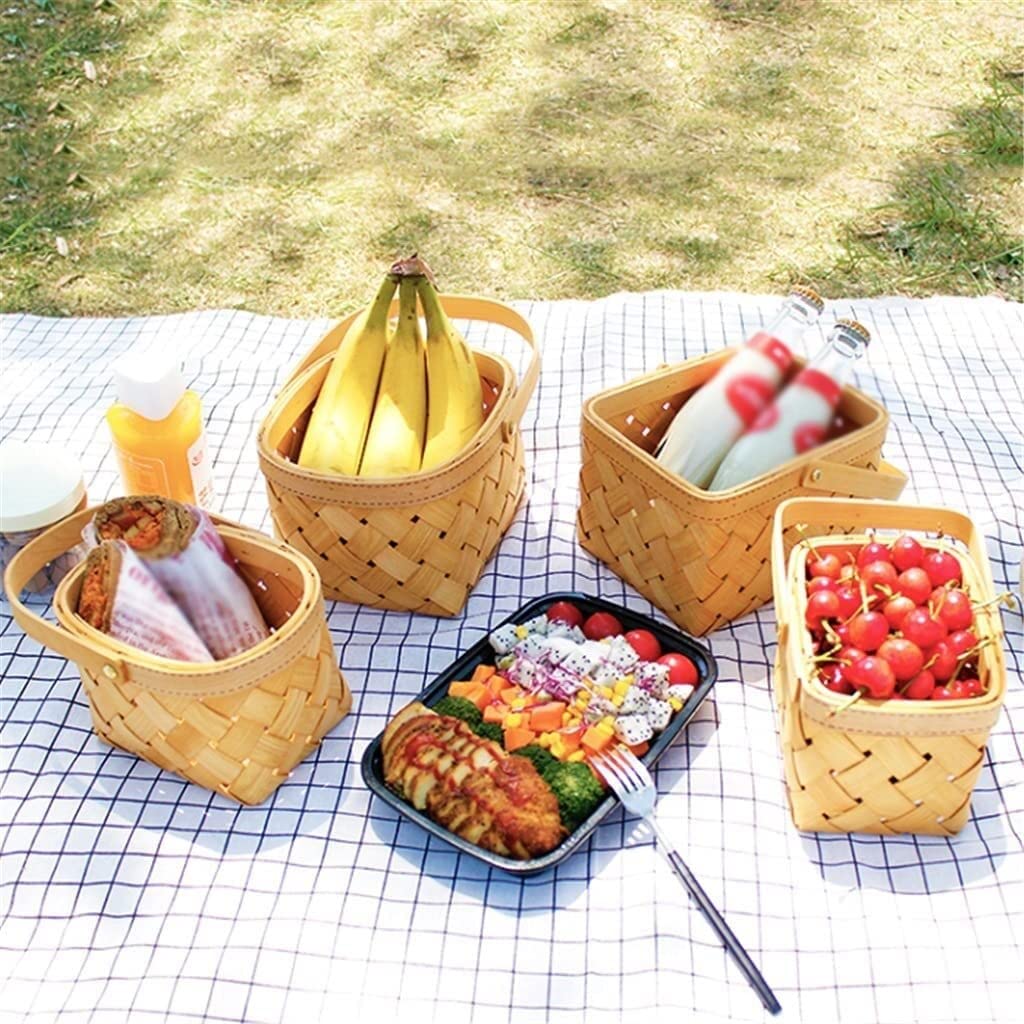 Koszyk Piknikowy Rattanowy Kosz Wiklinowy Piknikowy Z Wierzby Camping Zakupy Pojemnik Do Przechowywania Kosze Owoców Plenerowy(16 * 12 * 18cm)