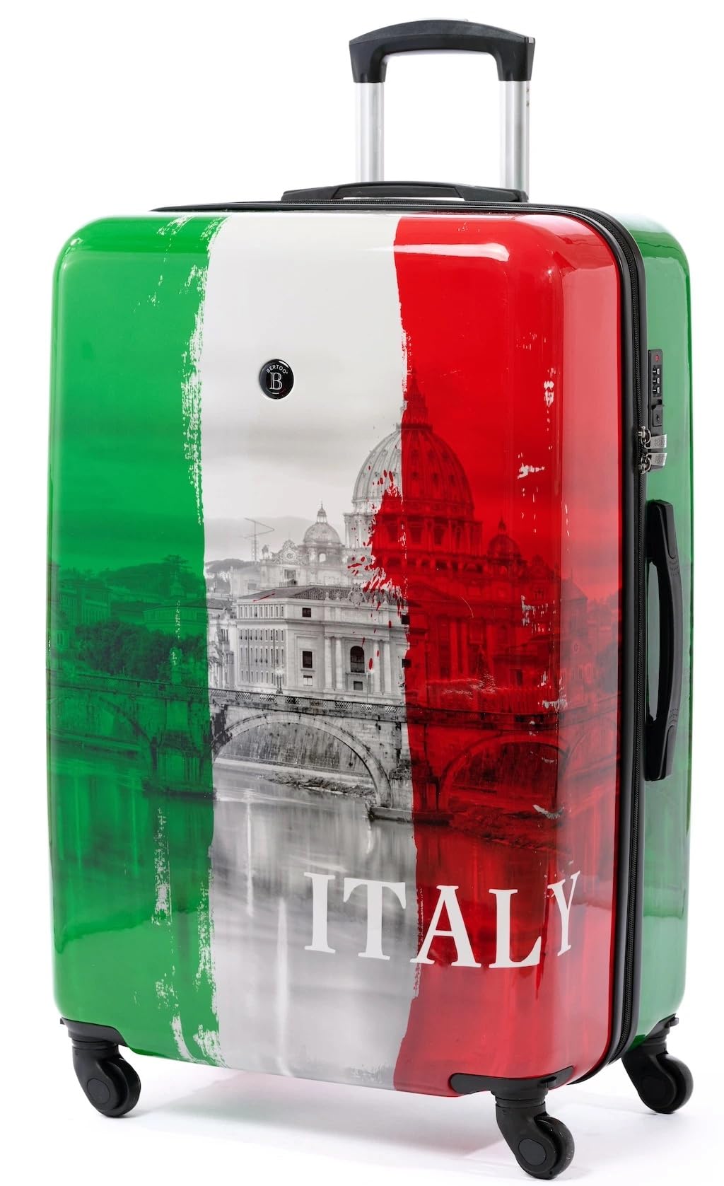 BERTOO Italy XXL Hartschalenkoffer, 99 l, ABS+PC, leichtes Reisegepäck mit 4 abnehmbaren 360°-Rollen, Zahlenschloss, 75 cm