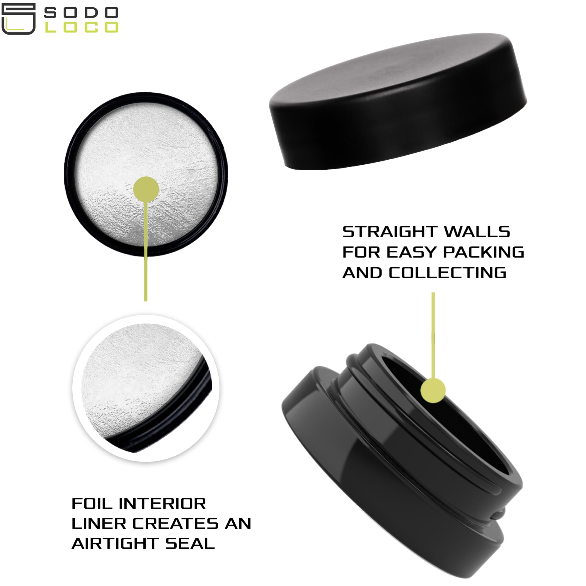 Paquete De 90 Tarros De Vidrio Negro Grueso De Perfil Bajo De 0.2 Fl Oz Con Tapas Negras Recipientes Hermeticos Para Aceite Balsamo Labial Cera