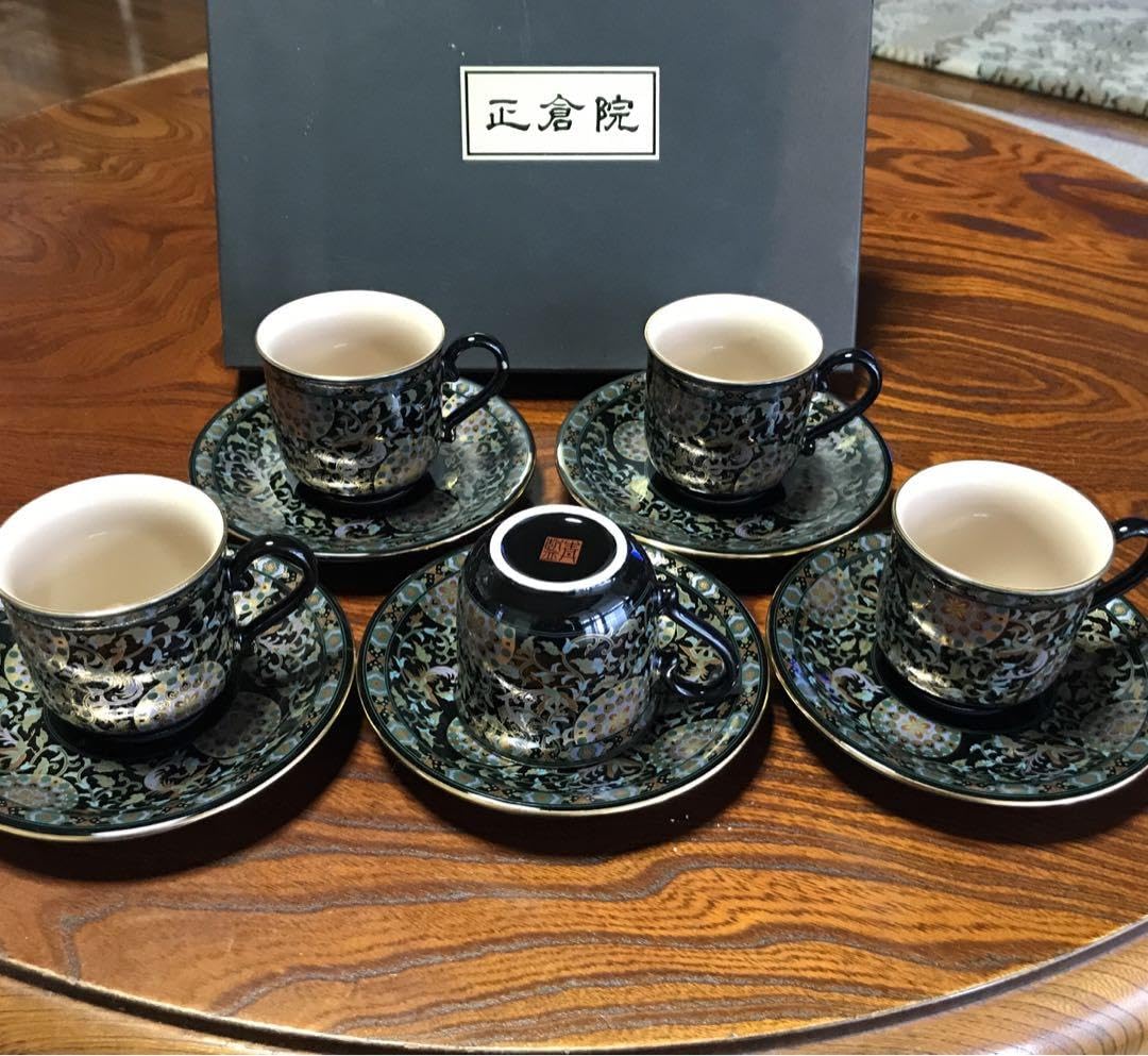 Amazon.co.jp: 青藍窯 正倉院シリーズ コーヒーカップ&ソーサー 5客