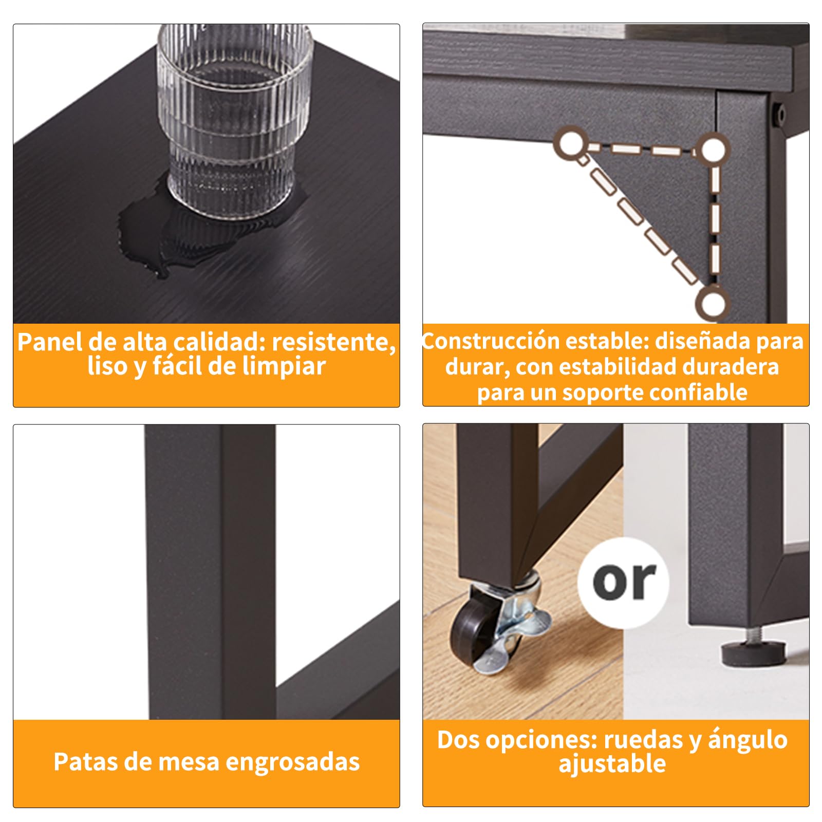 Aibiju Mesa de Cama con Ruedas, Escritorio móvil con Altura Ajustable, Mesa con Ruedas, Mesa para portátil, para Dormitorio, Sala de Estar, Oficina,Negro YD-BT001B