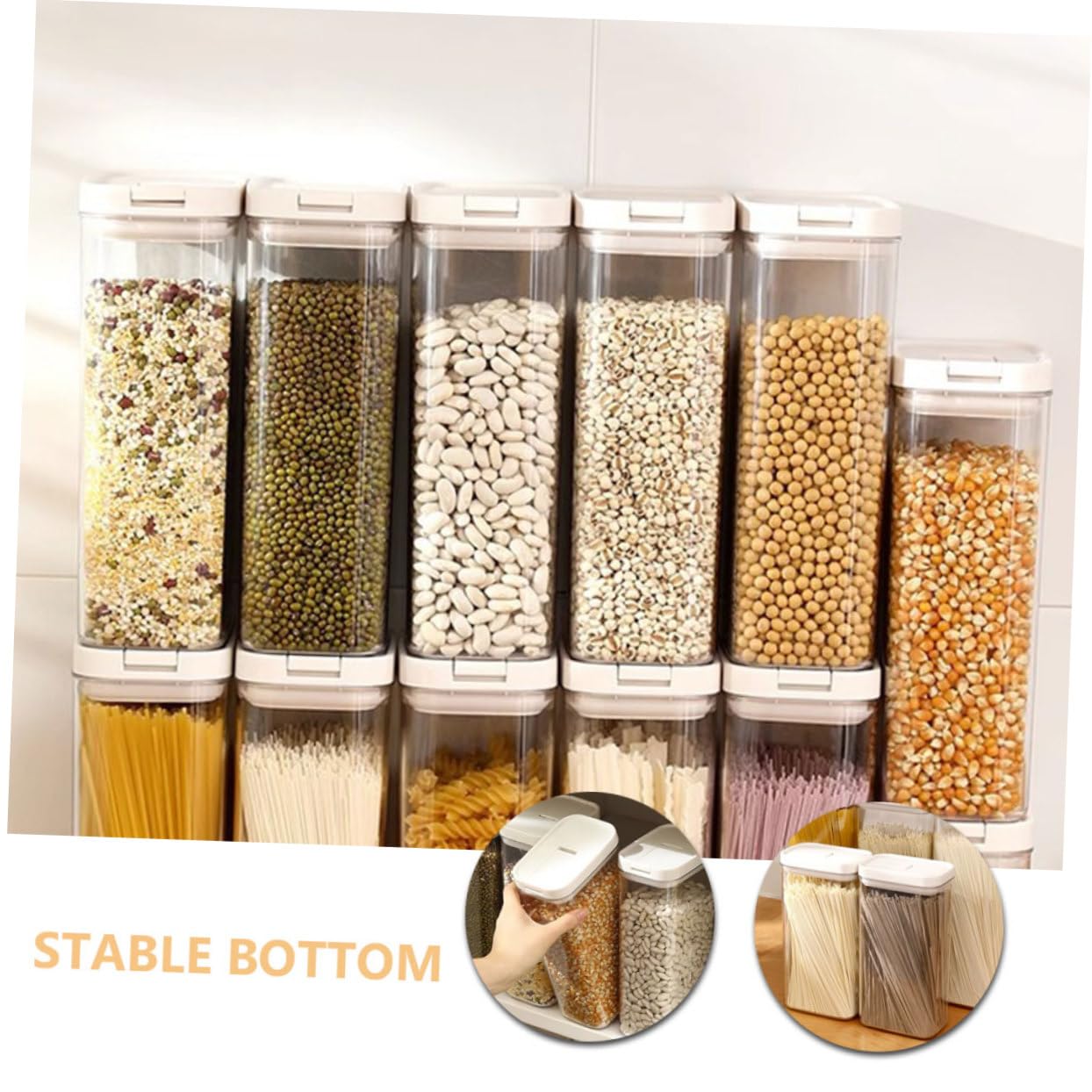 Ciieeo 3piezas Caja De Almacenamiento De Pasta Reutilizable Organizador De Espagueti Hermético Tapa Para Almacenar Pasta Noodles y