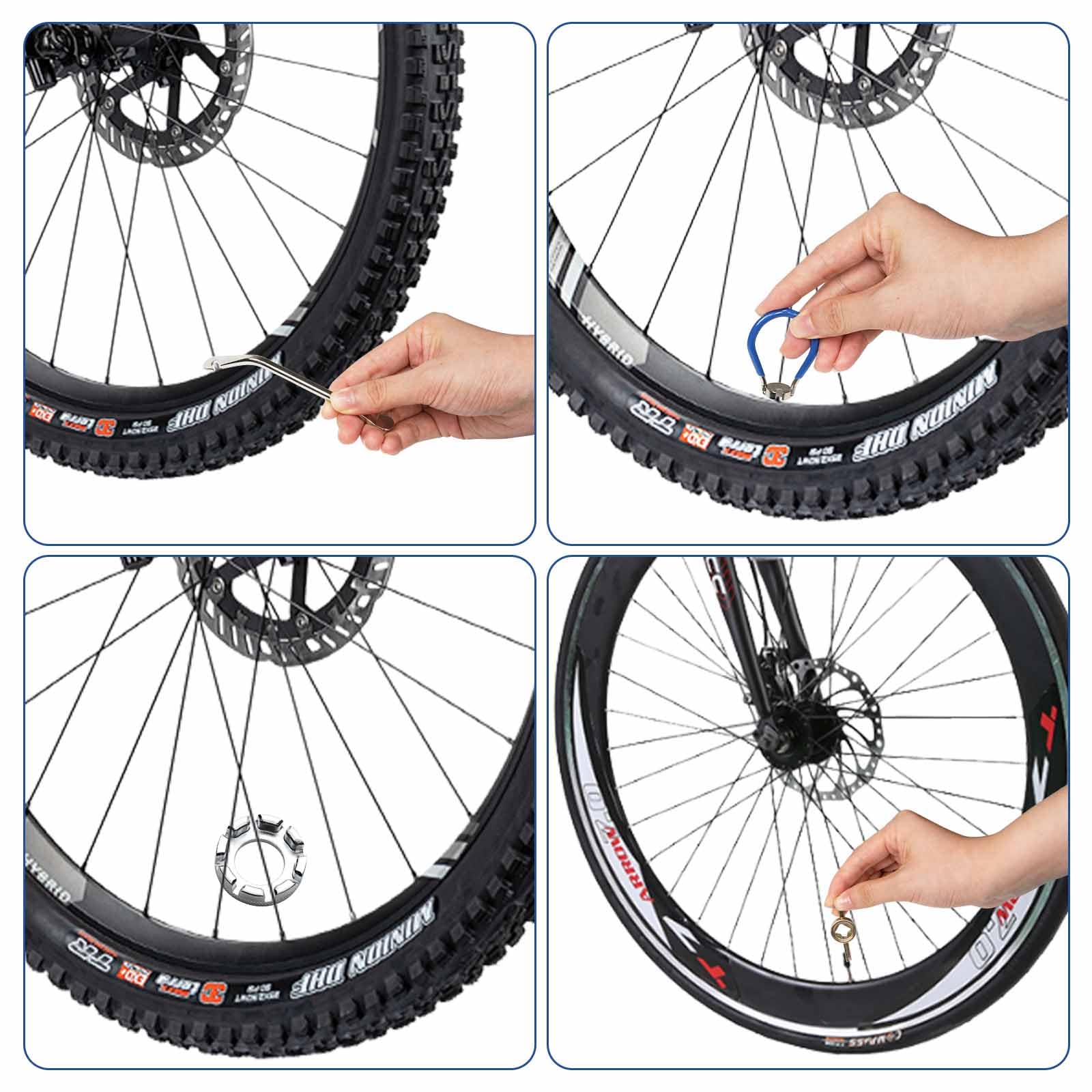 Kit Riparazione Cerchi Kit Tiraraggi Bici 13 Pezzi Chiave Raggi