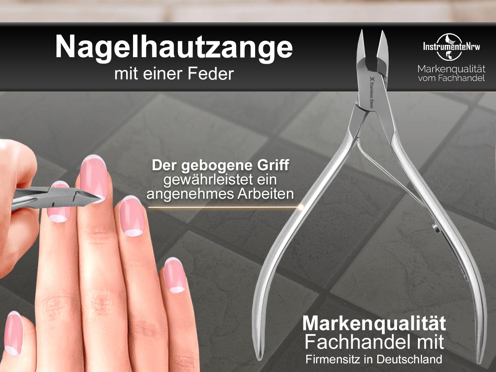 Präzision Nagelhautzange Hautzange Excellent-Solingen mit 7 mm Schnittfläche aus rostfreiem Edelstahl