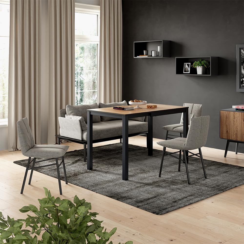 Vicco Esstisch Granny, Eiche/Anthrazit, 80-120 x 70 cm ausziehbar, mit Ausziehfunktion für Variable Tischlängen