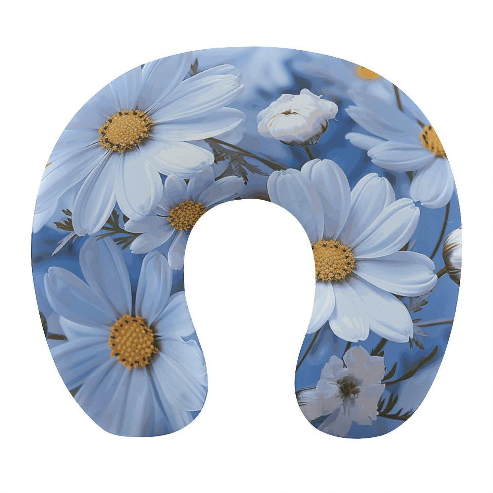 Btcowzrv Style Daisy Blue U Shaped Neck Pillow Travel Pillows