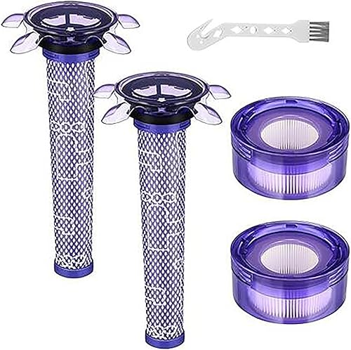 Filtro de repuesto V8 Plus mejorado para Dyson V8 V7 SV25 SV37 V8 Animal/Extra/Absoluta Aspiradora Inalámbrica, 2 Postes + 2 Filtros de Premotor de