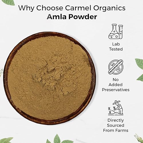 Miniatura 5 de CARMEL ORGANICS Amla/Amlaki (Emblica officinalis) Polvo de frutas (8 onzas) para el cuidado del cabello, la piel y el bienestar Natural, sin OMG