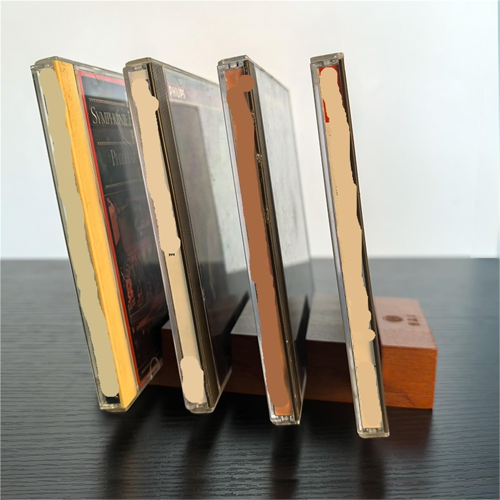 MRKU Porta CD, Supporto per Dischi, Organizer per CD da scrivania, scaffale in Legno massello per Musica su Nastro.