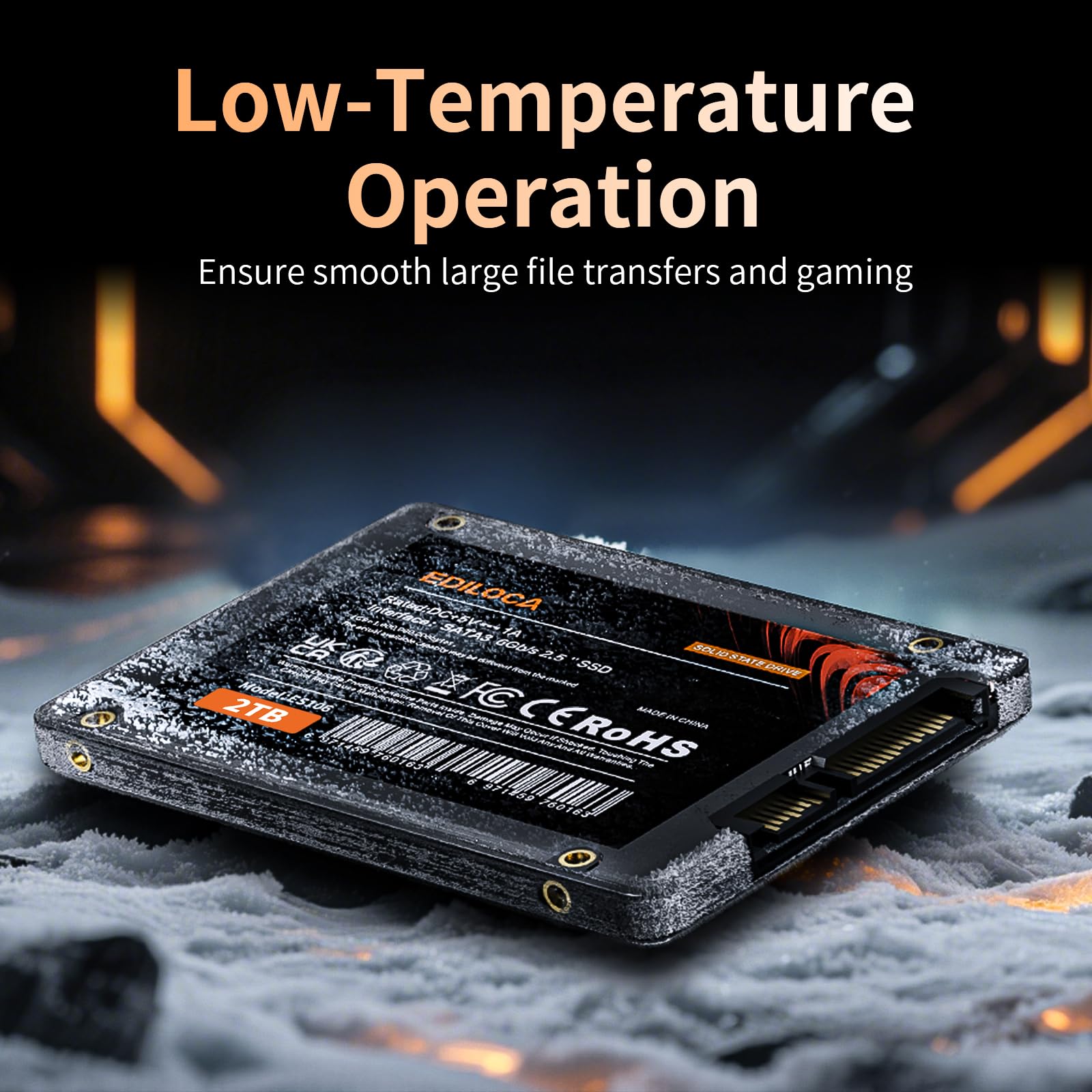 Ediloca ES106 2 TB SSD SATA III 6 Gb/s 2,5-calowy wewnętrzny dysk twardy 3D TLC NAND Flash, odczyt do 550 MB/s, aktualizacja pamięci i pamięci masowej komputera lub laptopa (czarny)
