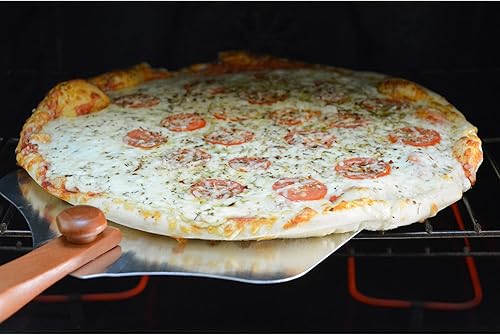 Miniatura 5 de RSVP International Endurance Pizza Tool Collection - Espátula para horno, aluminio de 12 pulgadas de diámetro, mango de madera dura plegable