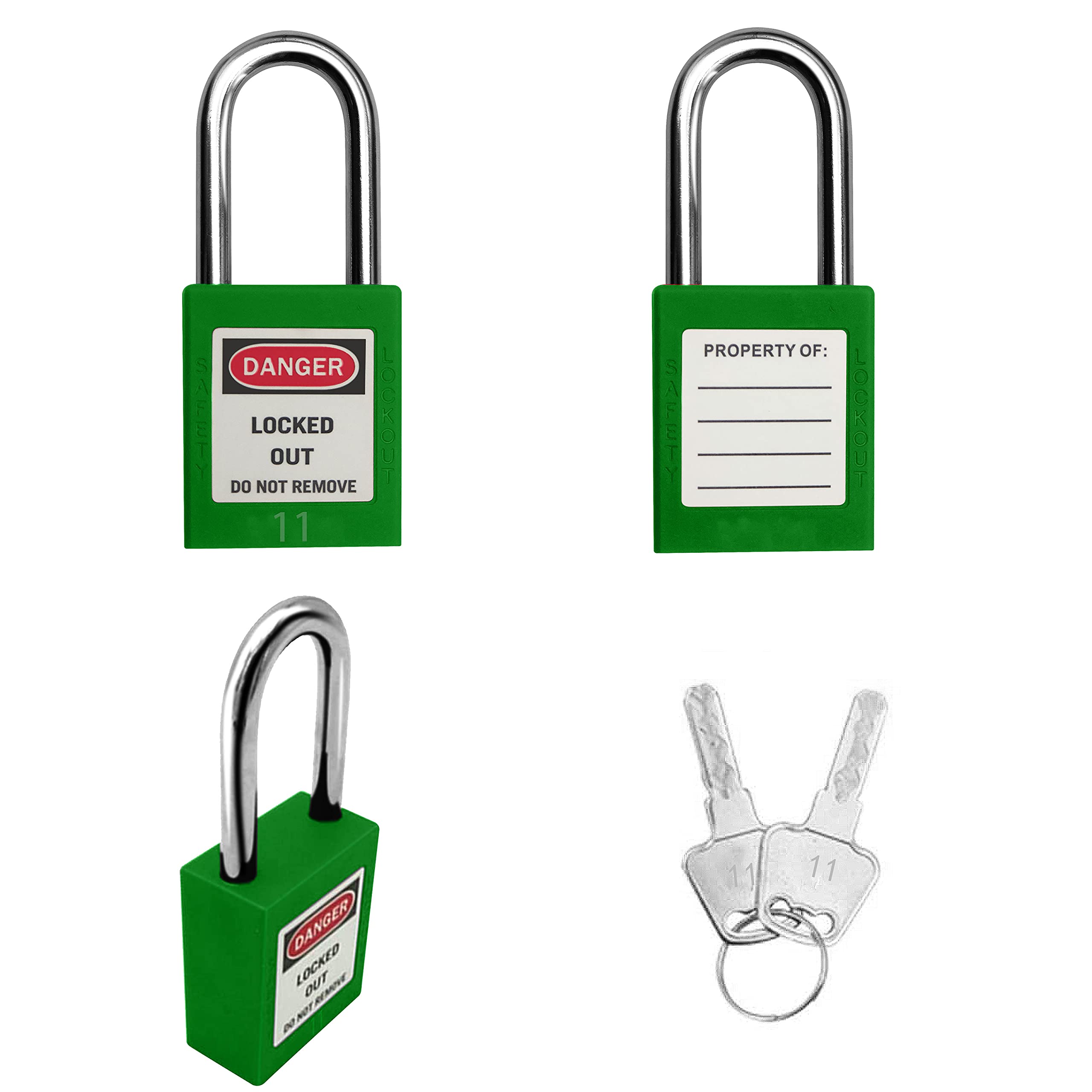 Bloqueo de bloqueo Tagout, candado de seguridad, 10 unidades con número (verde NO.11-20)