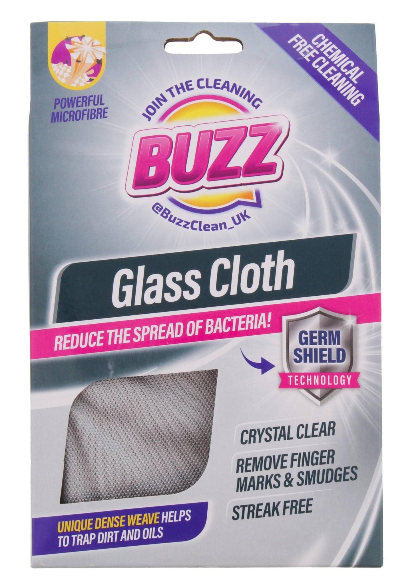 Buzz Unisex Multicoloured Microfibre Glass Gloths With Germ Shield