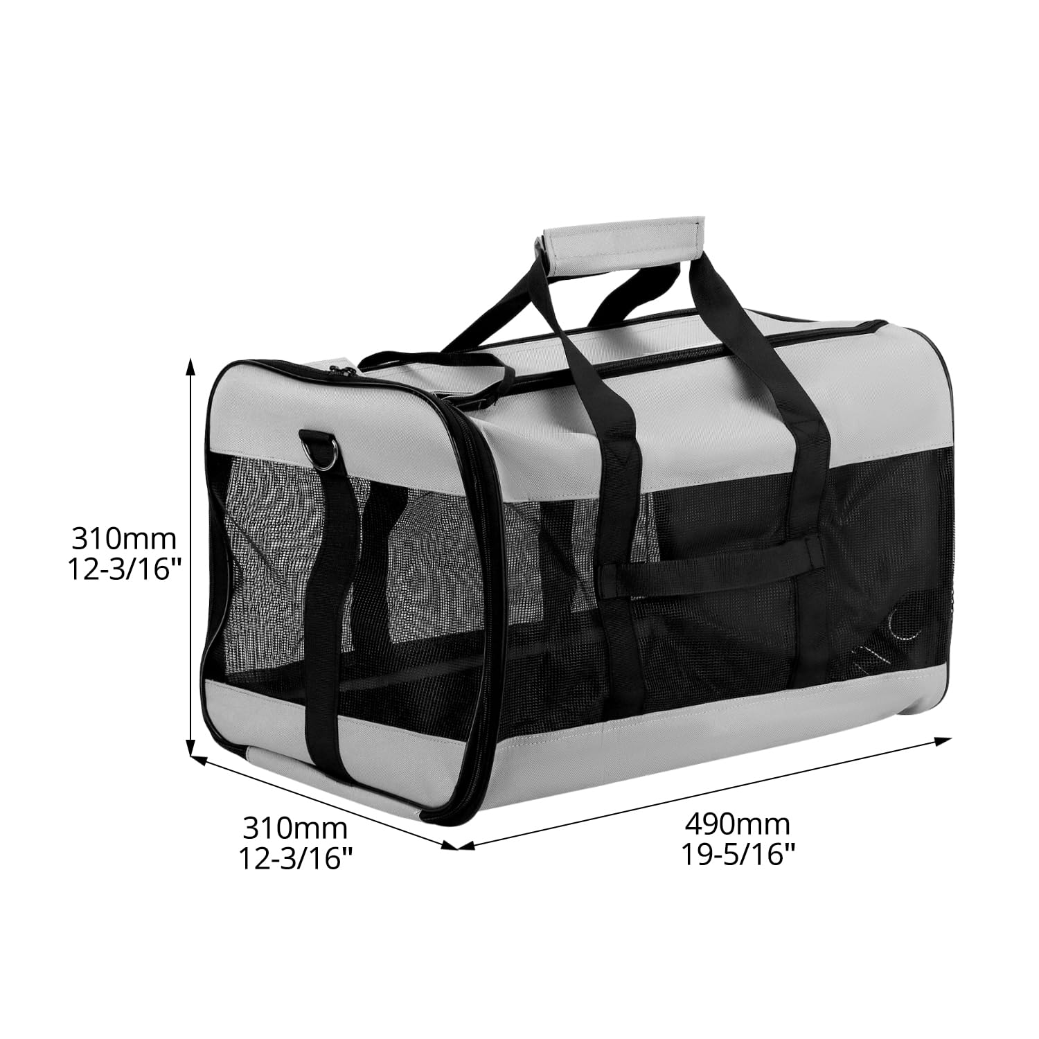 QWORK® Sac de Transport Souple pour Chat et Chien jusqu'à 10 kg - Dimensions 48x30x30 cm - Ventilation en Maille, poignées renforcées, Portable et Lavable