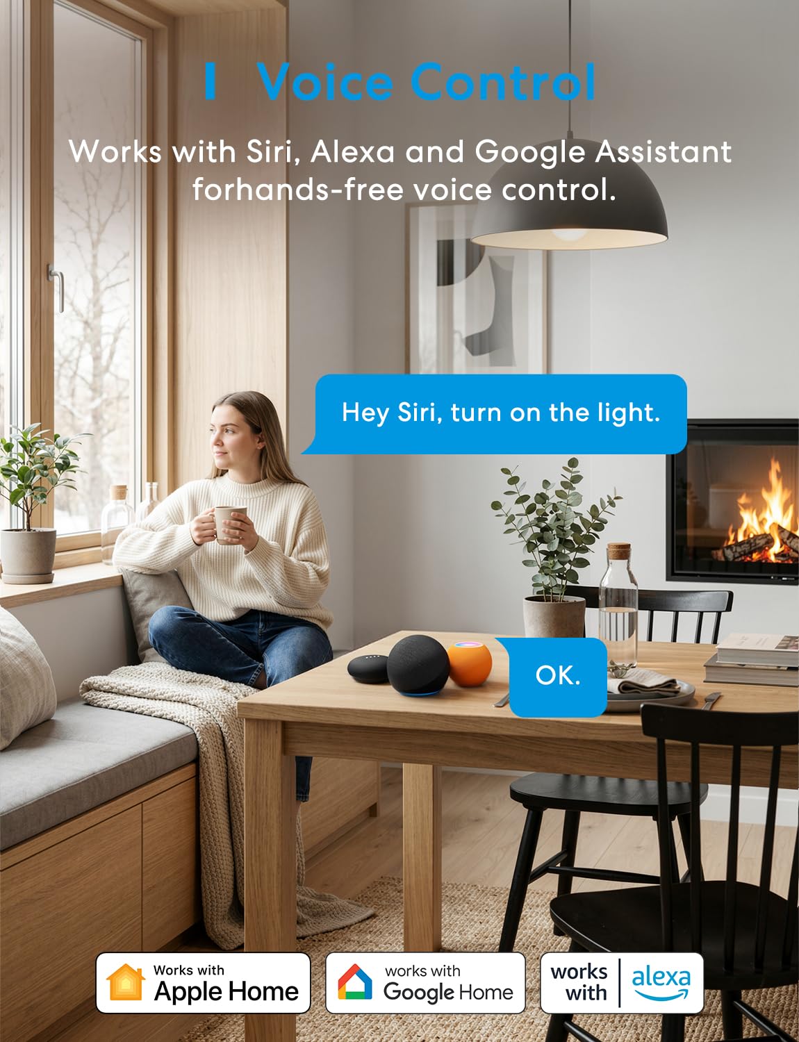 Meross Inteligentny Włącznik WiFi, Inteligentny Włącznik światła, Mini włącznik ścienny, Sterowanie głosem, Kompatybilny z Apple HomeKit, Alexa, Google Home i SmartThings, 1 szt