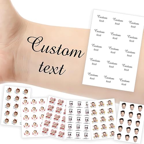 Tatuajes temporales personalizados con foto y nombre, logotipo personalizado para adultos, niños, mujeres, hombres, regalo de boda, cumpleaños,