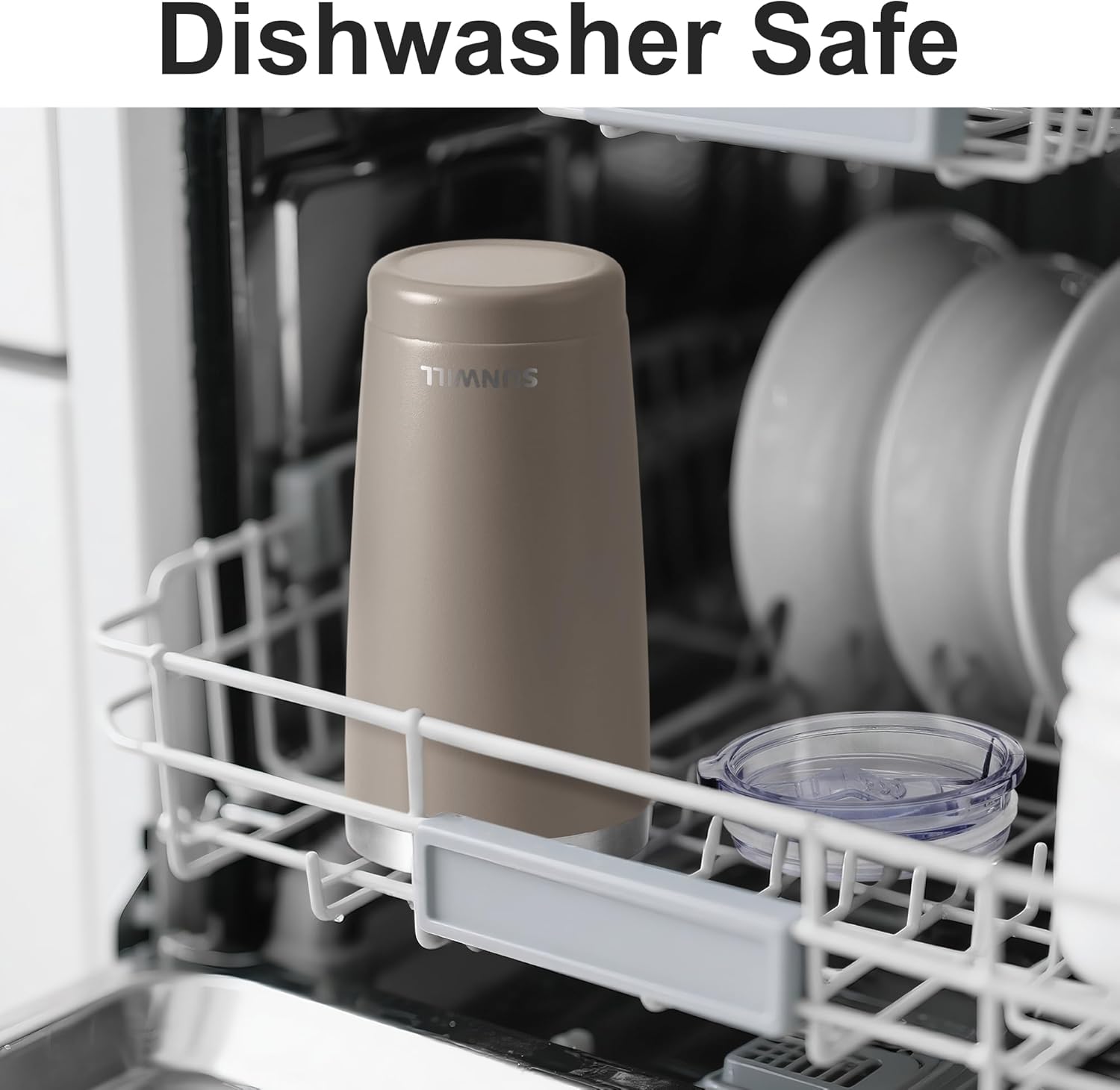 SUNWILL Travel Coffee Tumbler 20 oz, Insulated Mug with Lid, Stainless Steel Cup for Outdoor, Powder Coated Taupe - Image 4