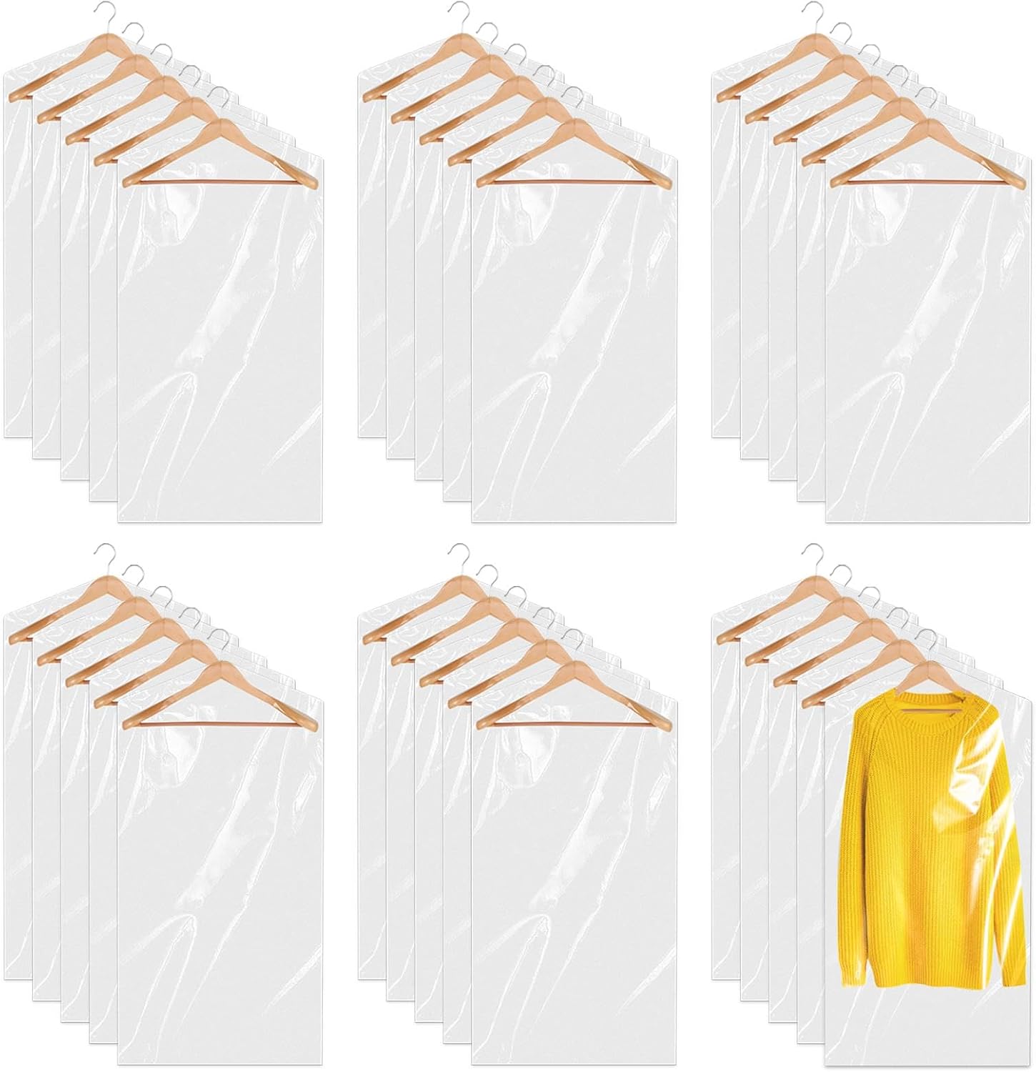 30 Pack Plastic Clothes Covers 60x90 cm Hanging Garment Bags Clear
