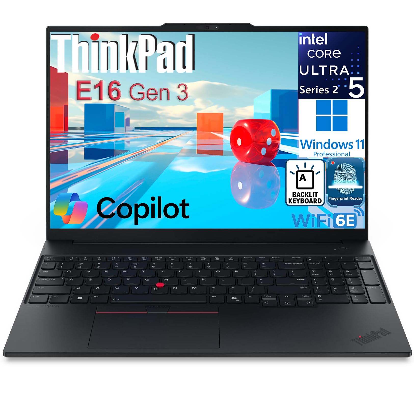 Lenovo ThinkPad E16 Gen 3 16" FHD+ Business Laptop Computer, Intel 14-Core Ultra 5 225H, 16GB DDR5, 512GB SSD, WiFi 6E, Bluetooth 5.3, Backlit Keyboard, Fingerprint Reader, Windows 11 Pro, no Mouse
