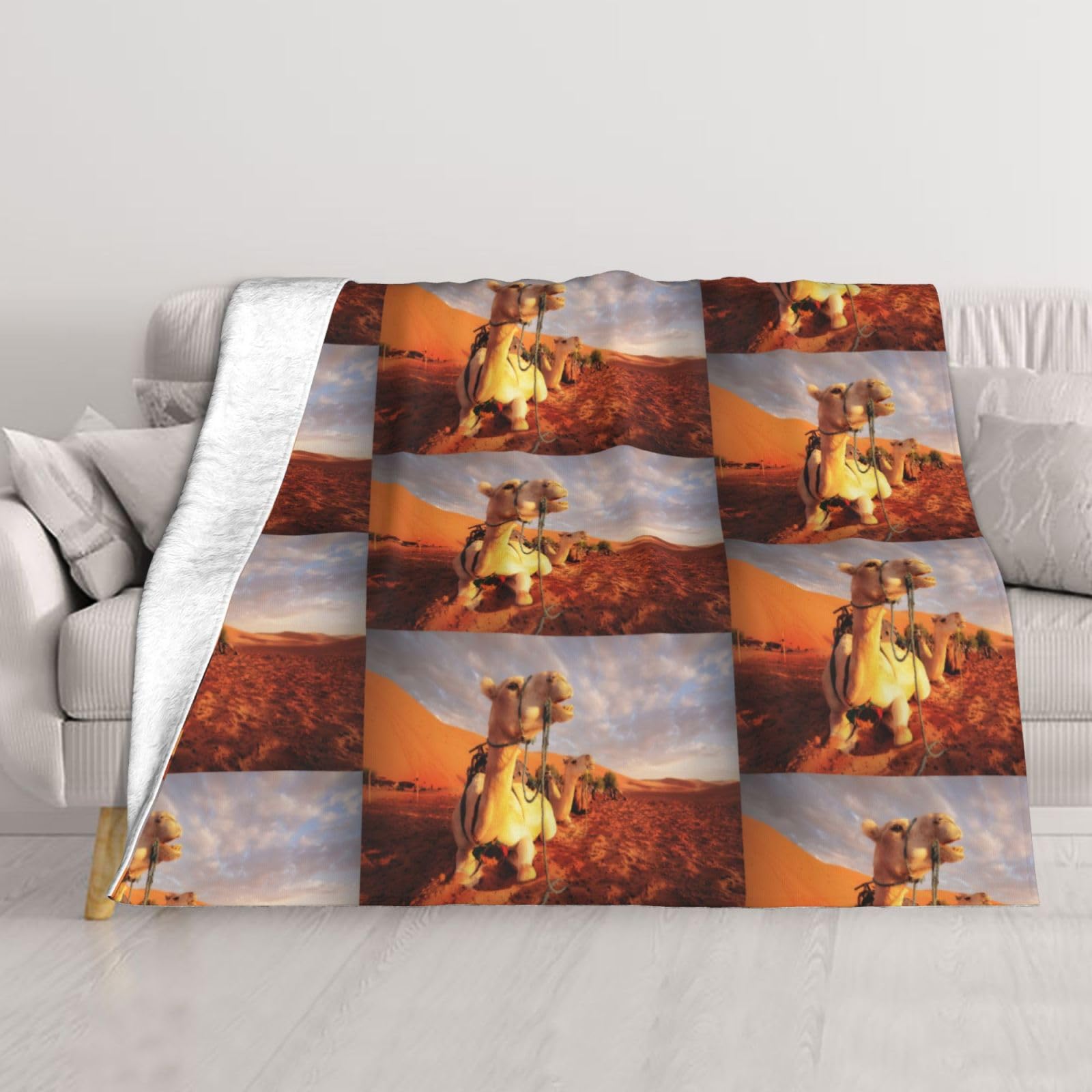 Couverture imprimée Camels Rest Desert chaude et pelucheuse pour chambre