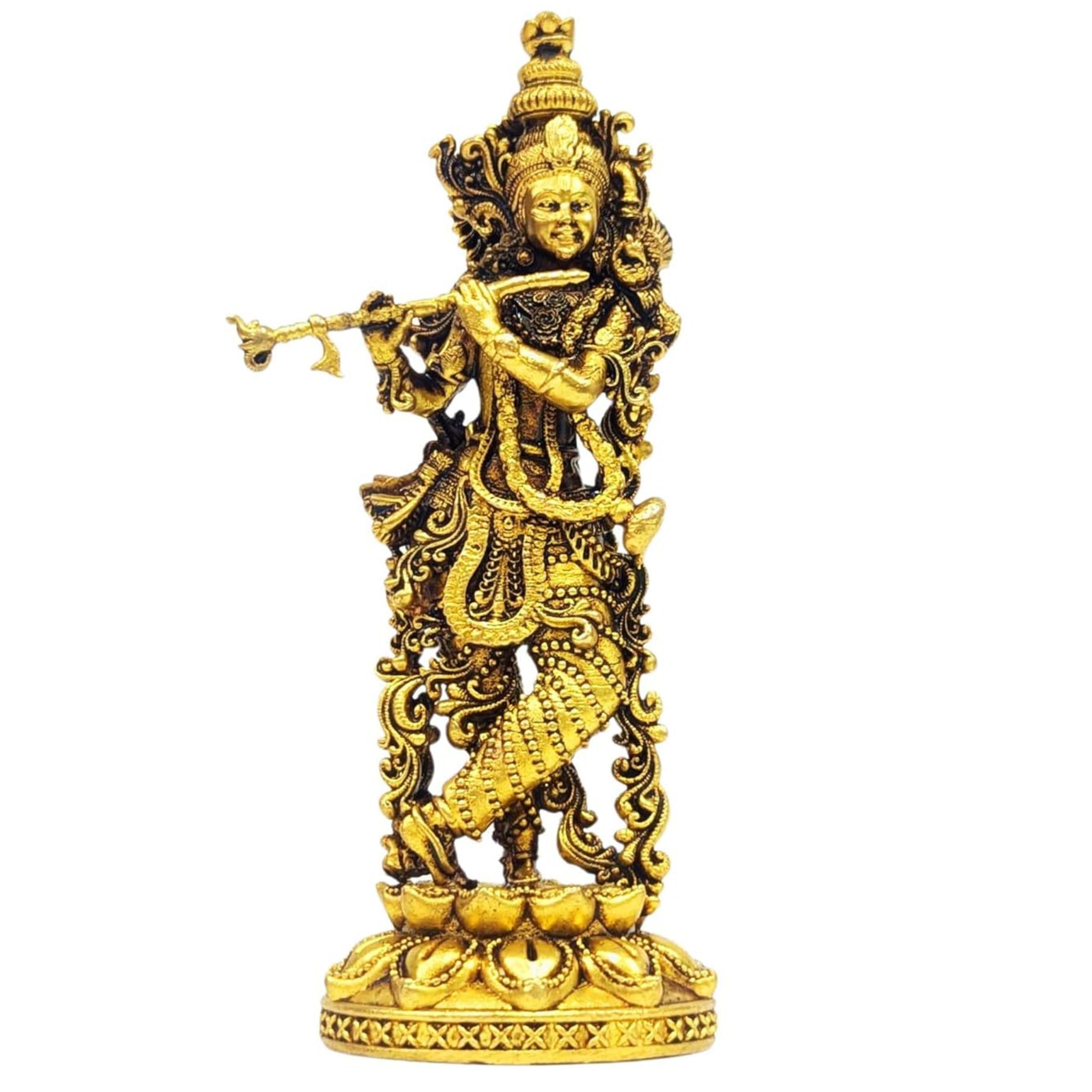 Murti de Krishna statue spirituelle en laiton pour autel de maison de 13cm