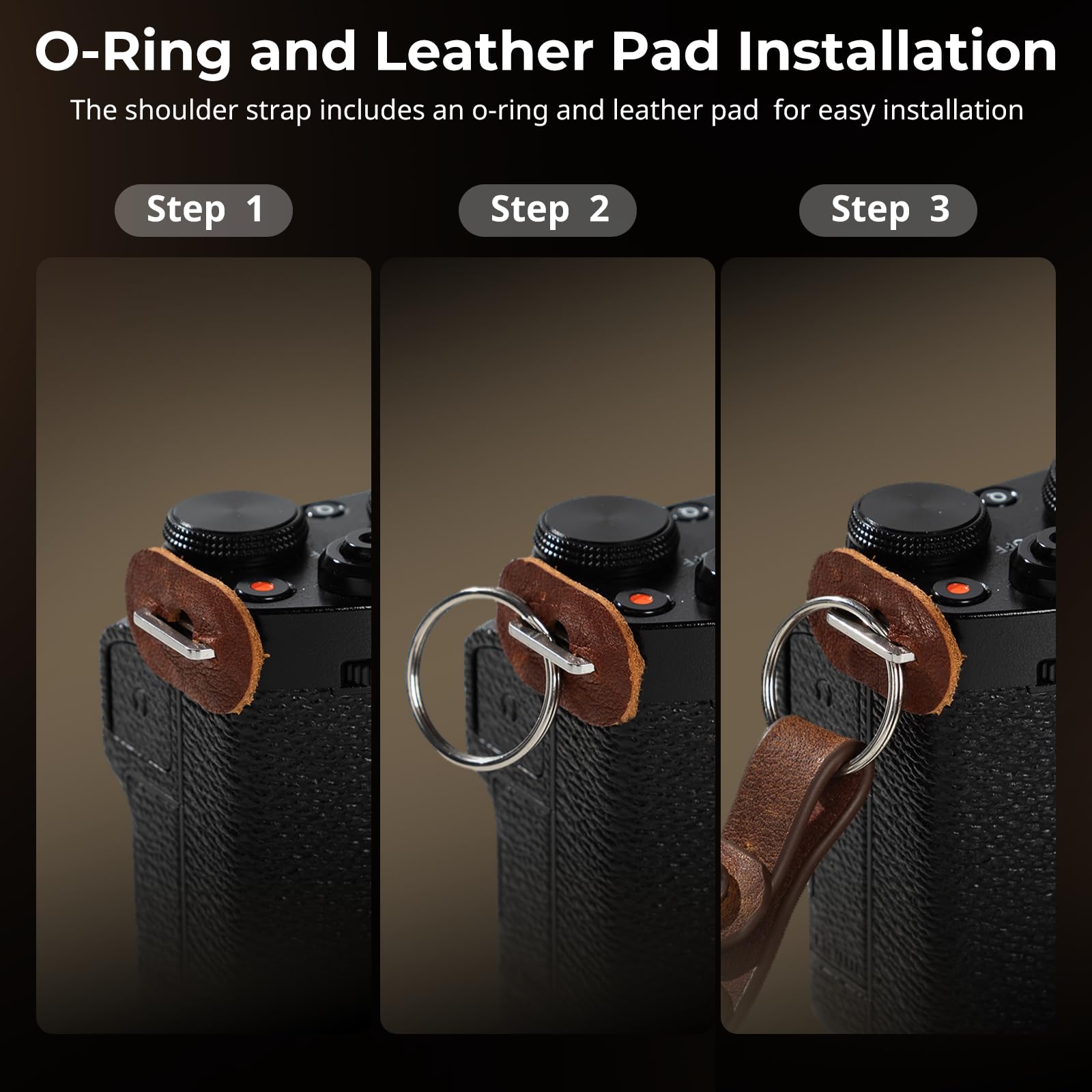 SMALLRIG Shoulder Strap für Kamera, verstellbarer geflochtener Schultergurt für Kamera mit O-Ring und Lederpolster für DSLR/spiegellose Kameras für Sony, für Fujifilm,für Canon, für Nikon