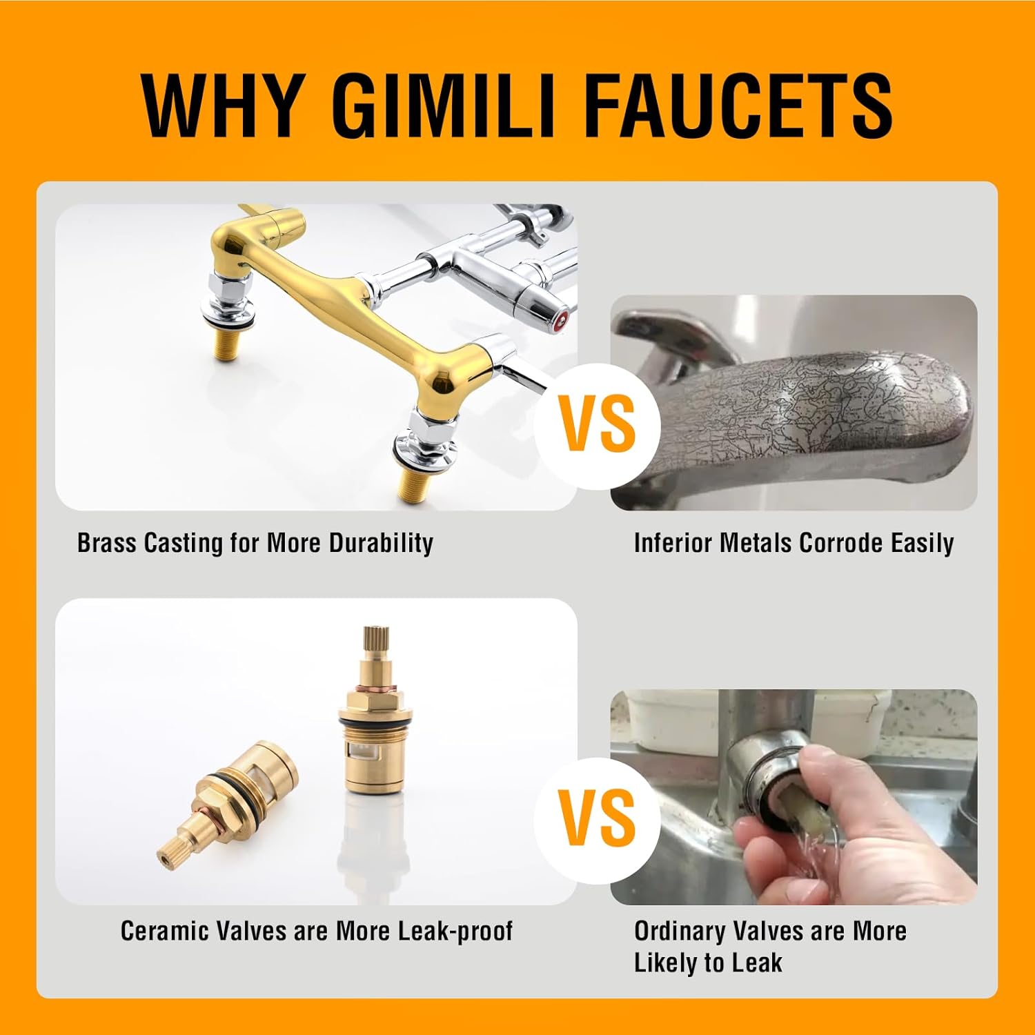 GIMILI Commercial Sink Faucet with Sprayer, 21" Height 8 Inch Center Pull Down Wall Mount Faucet for Restaurant, Kitchen, Industrial, Farmhouses Sink